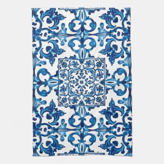 italienischer Stil, mediterran, mosaik, blau, Geschirrtuch (Vertikal)