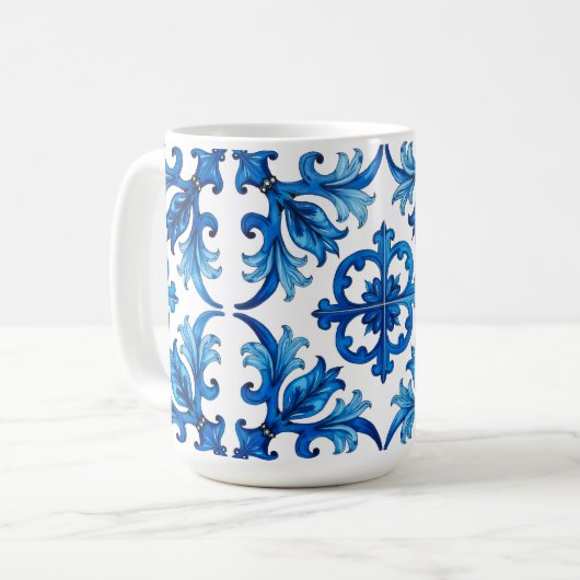 italienischer Stil, mediterran, mosaik, blau, Kaffeetasse (Vorderseite Links)