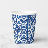 italienischer Stil, mediterran, mosaik, blau, Pappbecher (Rechts)