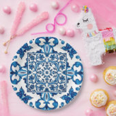 italienischer Stil, mediterran, mosaik, blau, Pappteller (Party)