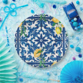 italienischer Stil, mediterran, mosaik, blau, Pappteller (Party)