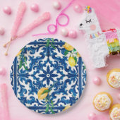 italienischer Stil, mediterran, mosaik, blau, Pappteller (Party)