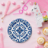 italienischer Stil, mediterran, mosaik, blau, Pappteller (Party)