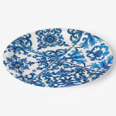 italienischer Stil, mediterran, mosaik, blau, Pappteller (Schrägansicht)