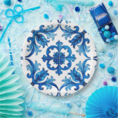 italienischer Stil, mediterran, mosaik, blau, Pappteller (Party)