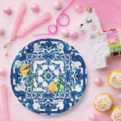 italienischer Stil, mediterran, mosaik, blau, Pappteller (Party)