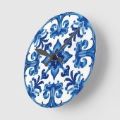 italienischer Stil, mediterran, mosaik, blau, Runde Wanduhr (Winkel)