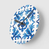 italienischer Stil, mediterran, mosaik, blau, Runde Wanduhr (Winkel)