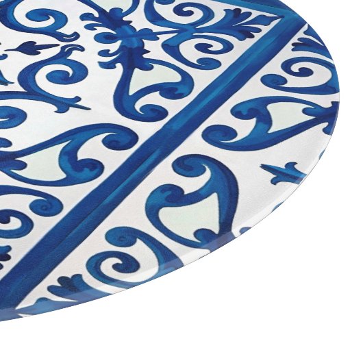 italienischer Stil, mediterran, mosaik, blau, Schneidebrett (Ecke)