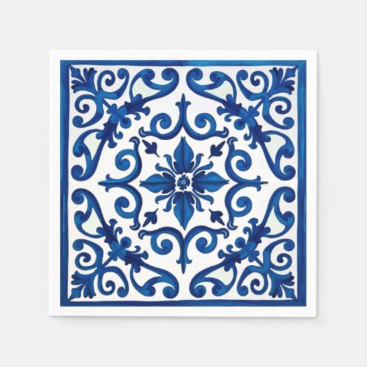 italienischer Stil, mediterran, mosaik, blau, Serviette (Vorderseite)