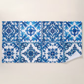 italienischer Stil, mediterran, mosaik, blau, Strandtuch (Vorderseite)