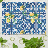 italienischer Stil, mediterran, mosaik, blau, Zitr Geschirrtuch (Gefaltet)