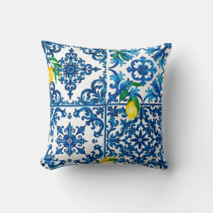 italienischer Stil, mediterran, mosaik, blau, Zitr Kissen