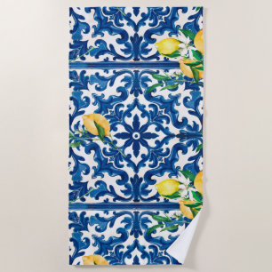 italienischer Stil, mediterran, mosaik, blau, Zitr Strandtuch