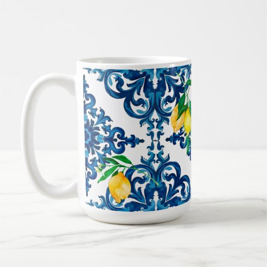 italienischer Stil, Mosaik, Blau, Zitrone, Kaffeetasse (Links)