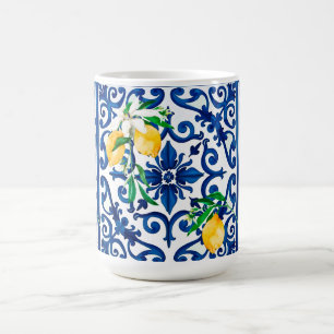 italienischer Stil, Mosaik, Blau, Zitrone, Kaffeetasse