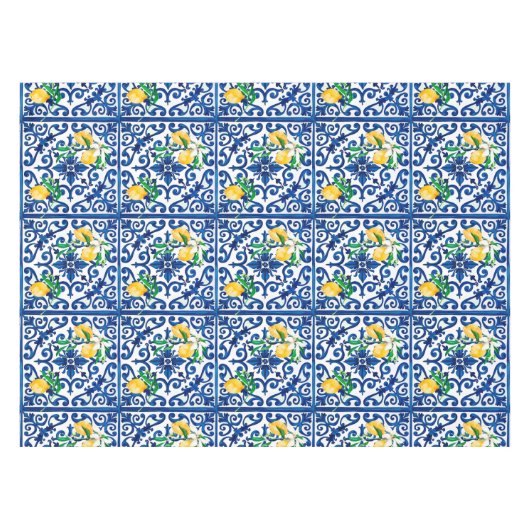 italienischer Stil, Mosaik, Blau, Zitrone, Tischdecke (Vorderseite (Horizontal))