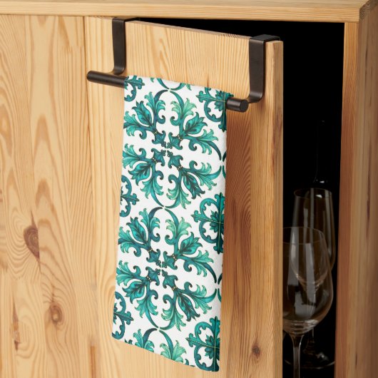 Italienischer Stil, Mosaik, grün Geschirrtuch (Drittel gefaltet)