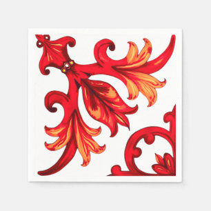 Italienischer Stil, Mosaik, rot Serviette