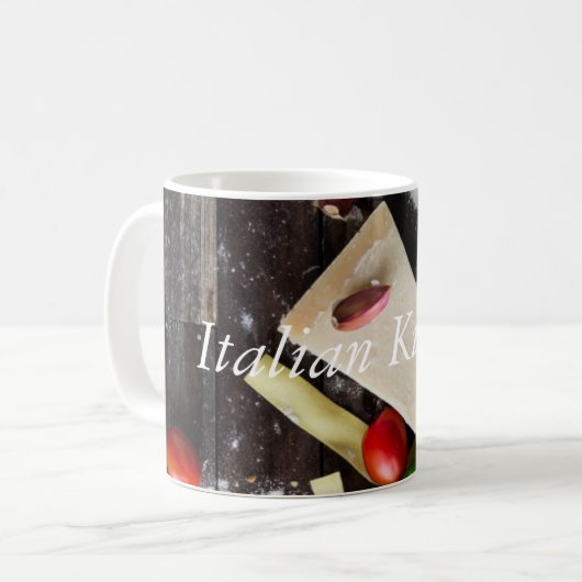 Italienischer Text für Lebensmittel Kaffeetasse (Vorderseite Links)