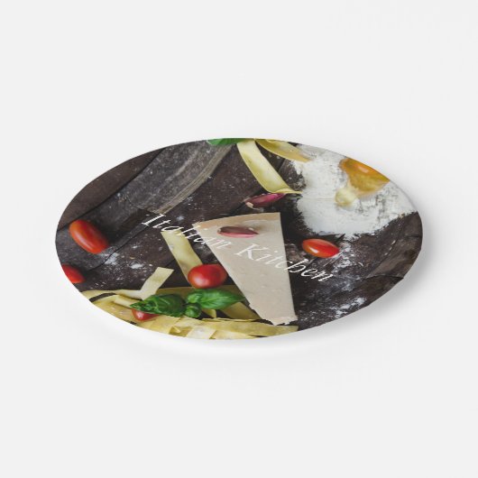 Italienischer Text für Lebensmittel Pappteller (Schrägansicht)