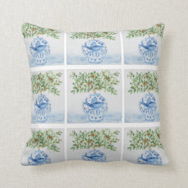 Italienischer Tile Blue und White Fish Ginger Jar Kissen