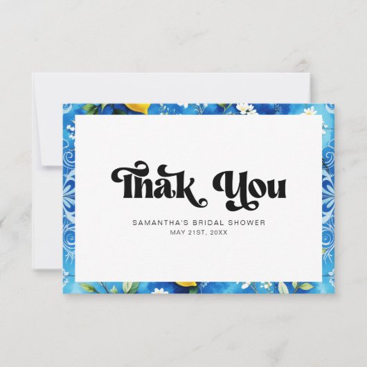 Italienischer Uferblau-Zitronenbräu Dankeskarte (Vorderseite)