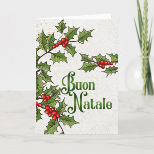 Italienischer Weihnachtsbuon Natale Holly Berries Feiertagskarte