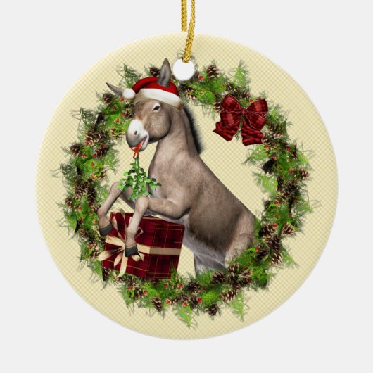 Italienischer WeihnachtsDonkey Buon Natale Ornamen Keramik Ornament (Vorne)