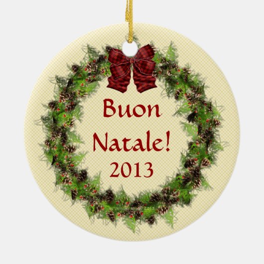 Italienischer WeihnachtsDonkey Buon Natale Ornamen Keramik Ornament (Hinten)