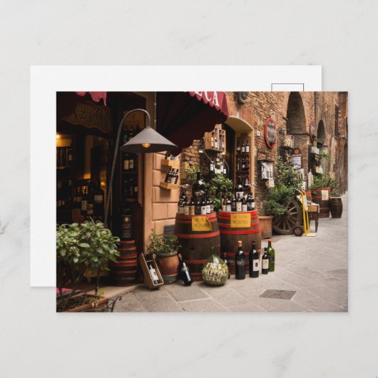 Italienischer Weinladen in Montepulciano, Toskana Postkarte (Vorne/Hinten)