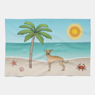 Italienischer Windhund am Tropical Summer Beach Geschirrtuch
