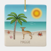 Italienischer Windhund am Tropical Summer Beach Keramikornament (Rückseite)