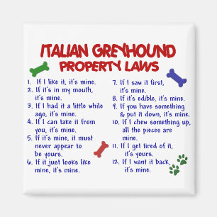 ITALIENISCHER WINDHUND Eigentums-Gesetze Magnet