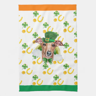Italienischer Windhund-Hausdekoration St. Patrick' Geschirrtuch