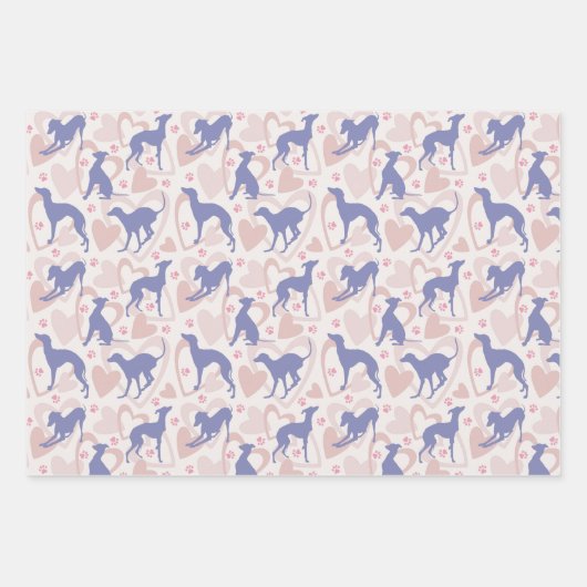 Italienischer Windhund Herz Paw Niedlich Hund Lieb Geschenkpapier Set (Vorderseite 2)