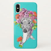 Italienischer Windhund-Hund, der Blume zeichne Case-Mate iPhone Hülle (Rückseite)