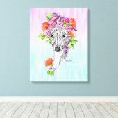 Italienischer Windhund-Hund, der Blume zeichne Leinwanddruck (Insitu (Holzboden))