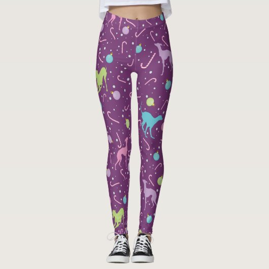 Italienischer Windhund Hund Silhouette Weihnachtsm Leggings (Vorderseite)