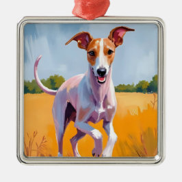 Italienischer Windhund | Hunde-Aquarellmalerei Ornament Aus Metall