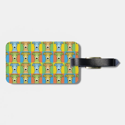 Italienischer Windhund-HundeCartoon Pop-Kunst Gepäckanhänger (Rückseite horizontal)