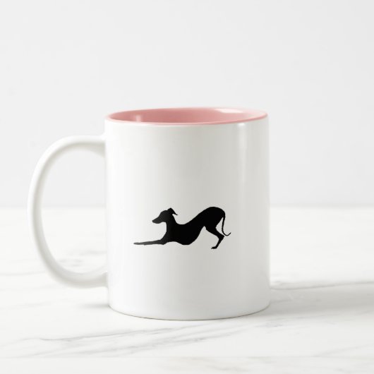 Italienischer Windhund-HundeTassen-Schale Zweifarbige Tasse (Links)
