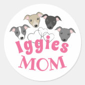 Italienischer Windhund Iggy Dog Mama Niedlicher lu Runder Aufkleber (Vorderseite)