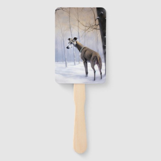 Italienischer Windhund lassen es Schnee Weihnachte Fächer (Rückseite)