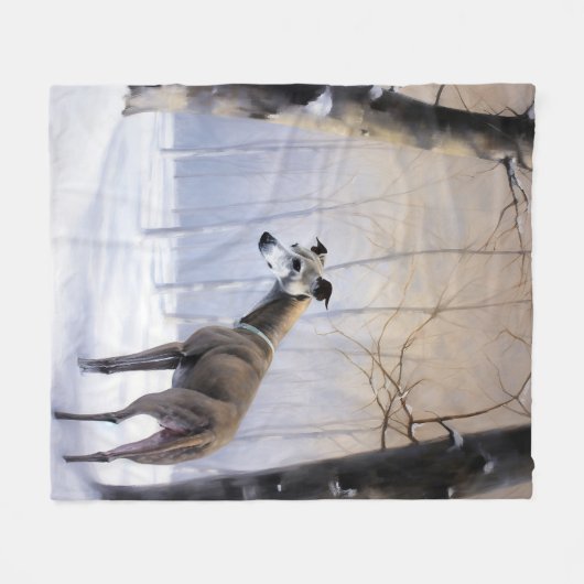 Italienischer Windhund lassen es Schnee Weihnachte Fleecedecke (Vorderseite (Horizontal))