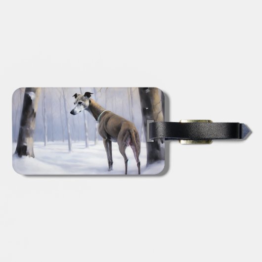 Italienischer Windhund lassen es Schnee Weihnachte Gepäckanhänger (Rückseite horizontal)