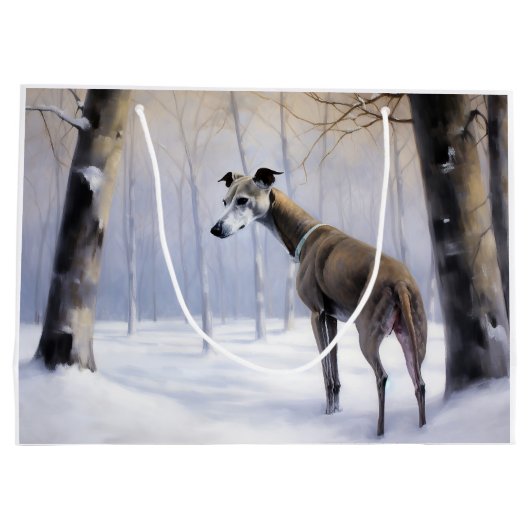 Italienischer Windhund lassen es Schnee Weihnachte Große Geschenktüte (Rückseite)