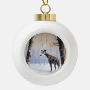 Italienischer Windhund lassen es Schnee Weihnachte Keramik Kugel-Ornament