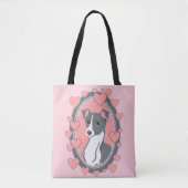 Italienischer Windhund-Liebe-Rosa-Taschen-Tasche Tasche (Vorderseite)