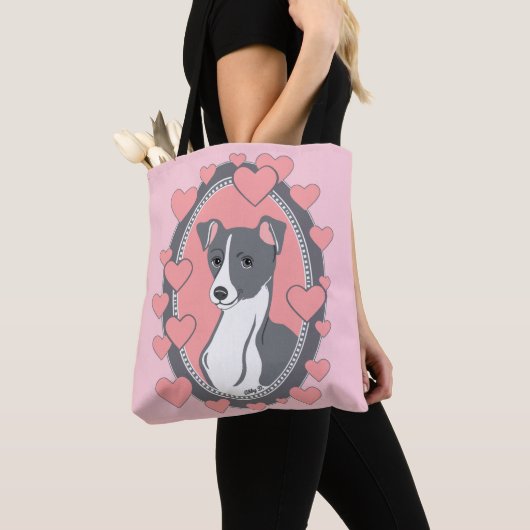 Italienischer Windhund-Liebe-Rosa-Taschen-Tasche Tasche (Von Nahem)